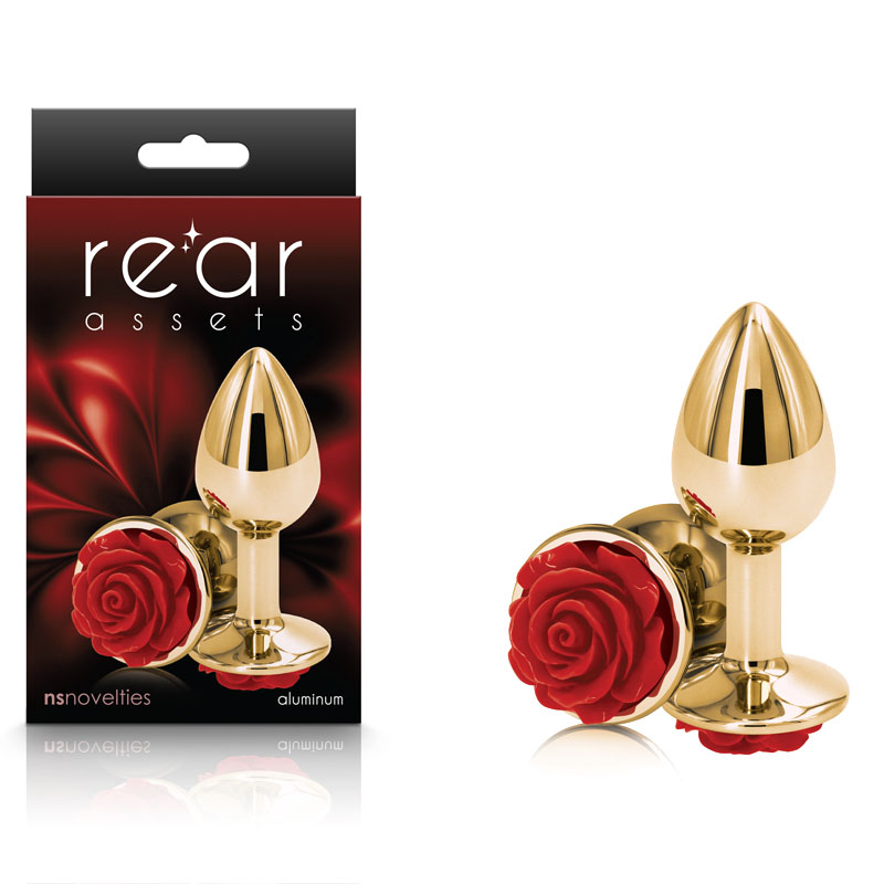 Rear Assets Gold Butt Plug - Small (Red Rose)